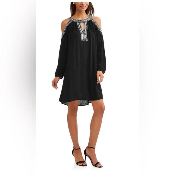 flowy cold shoulder dress Ever-Pretty Amber Bloom Floor Length Evening Dress with Cold Shoulder Sleeves Occasion Dress main image 1
